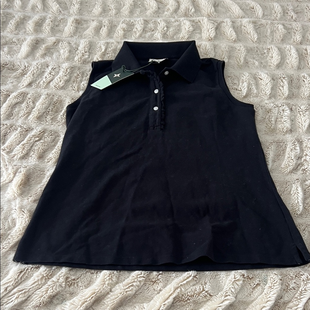 Tuckernuck Black Sleeveless Polo Top